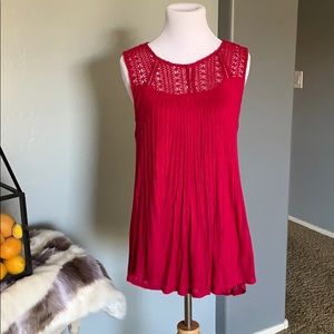 Lucky Brand Dark Pink Crochet Tank Top